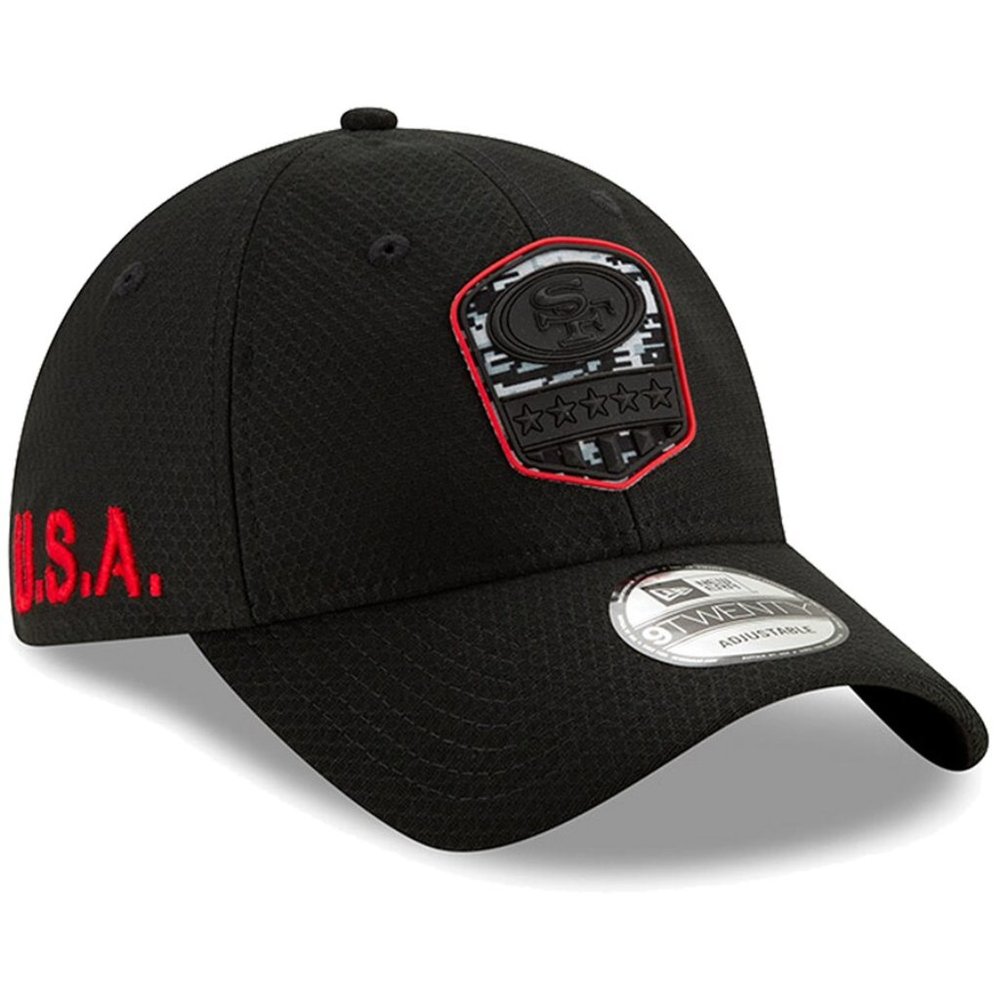 Rare 2019 San Francisco 49ers BLACK New Era Salute To Service 9twenty Adjust Hat